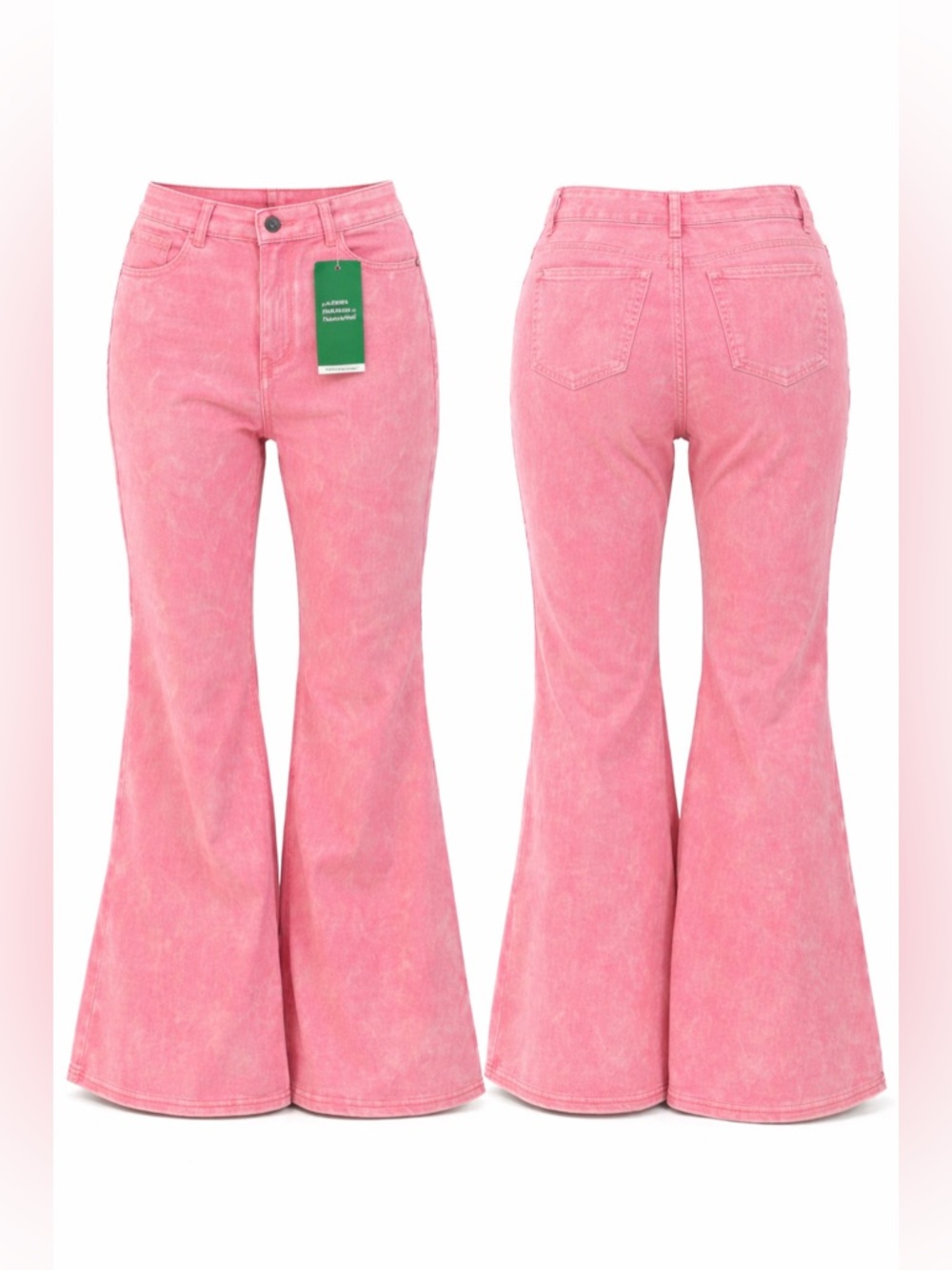 Halara Pink Acid Wash Flare Pants High Waisted Wide Leg Size S NWT - Picture 2 of 3